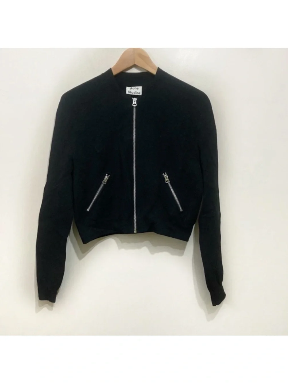 Acne Studios Olympia Zip Up Knit Jacket Size Small Black - Picture 2 of 10